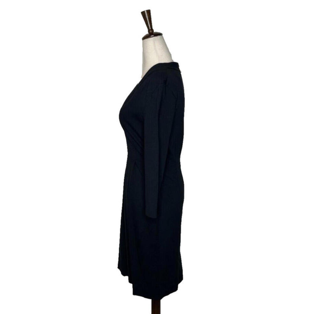 Kate Spade Darlene Dress 4 V Neck A Line Little Black Dress 3/4 Sleeve Pintuck - Picture 9 of 9